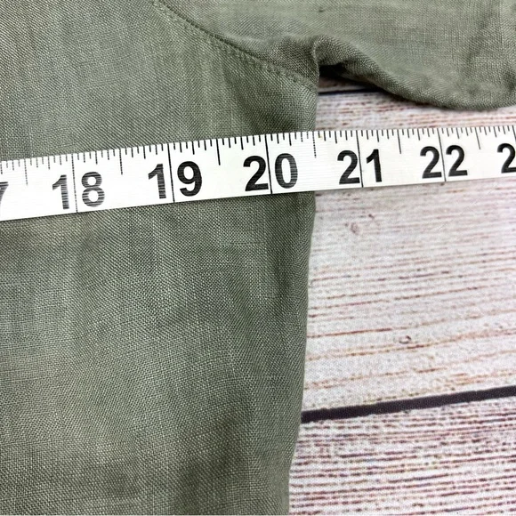 Sigrid Olsen Green Short Sleeve V-Neck Tunic Blouse Linen Lagenlook Size S - Picture 11 of 12